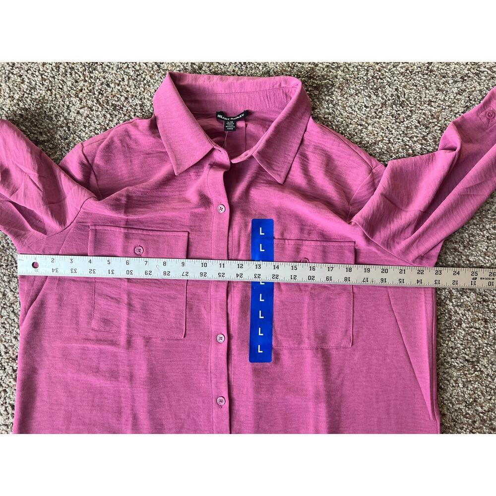 NWT Hilary Radley Women's Button Front Blouse, Large, Dark Pink. Lightweight - Picture 4 of 11